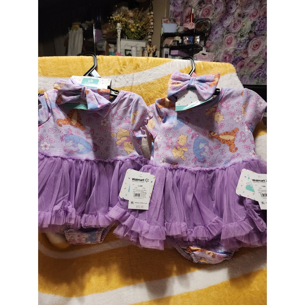 Disney Winnie the Pooh Baby Girls Tutu Bodysuit Dress & Headband —Multiple Sizes